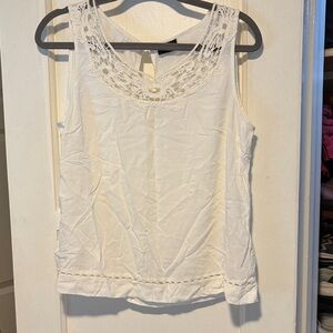 VILA White Lace Detail Tank Top in L